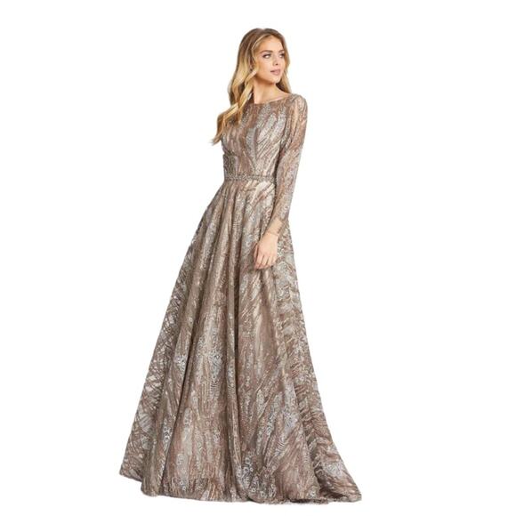 Mac Duggal Dresses & Skirts - Mac Duggal 79261 Brown Beaded Long Sleeve Gown Retails $898